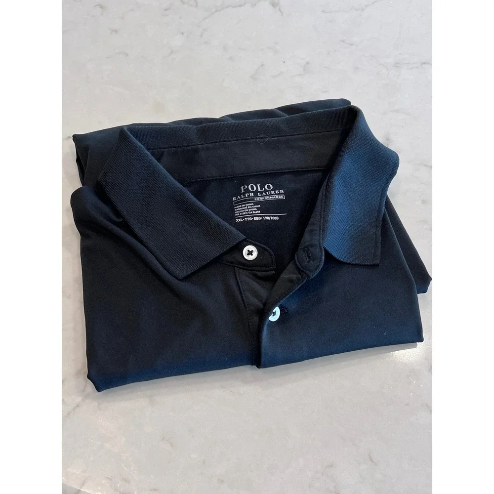 Polo Ralph Lauren XXL Performance Polo Shirt‎ Mens Black Golf Athletic